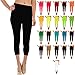 VIV Collection Basic Solid Footless 3/4 Length/Capri Leggings (Black)