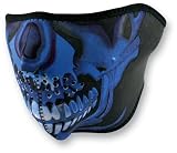Zan Headgear Blue Chrome Skull Face Neoprene Half Face Mask