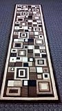 Modern Contemporary Long Area Rug Runner 32 Inch X10 Feet Brown Design # 125