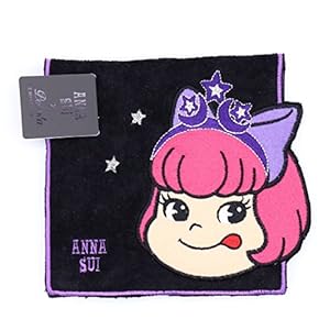 ANNA SUI アナスイxペコラ ペコちゃん ポケットタオルハンカチ ハンドタオル ポケット付き ハンカチ ブランド レディース ギフト (ブラック)