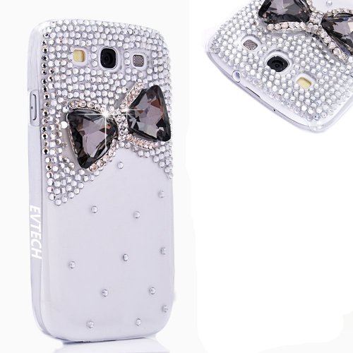 EVTECH(TM) 3D Handmade Rhinestong Series Crystal Diamond Rhinstone Design Bling Case Clear Cover for (Samsung Galaxy S3 I9300 T-Mobile T999 L710 Sprint/T999 T-Mobile/i747 AT&T/i535 Verizon)