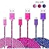 Micro USB Cable, Boxeroo 3-Pack Colorful 10ft 3m Premium Nylon Braided High Speed USB 2.0 A Male to Micro B Sync Charger Cord For Samsung, HTC ,LG, More Android Phones and More(Rose,Pink,Purple)