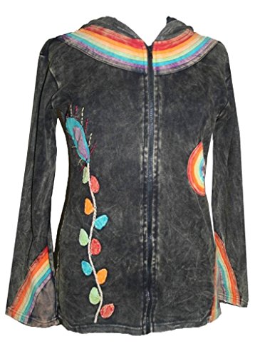 Agan TradersWomen's Boho Bohemian Assorted Tie Dye Patch Distressed Hoodie Sweatshirts Jacket