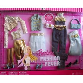 Click here to buy Barbie Fashion Fever Fashions Gold and Blue 14+ Pce. (2007) by Barbie.