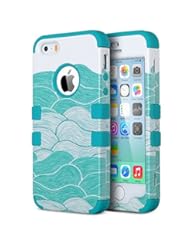 CE: iPhone 5S Case, iPhone 5 SE Case, ULAK 3 in 1 Shield Case Hybrid High Soft Silicone + Hard PC Case Cover for Apple iPhone 5S 5 SE (Ocean-Blue) - ULAK