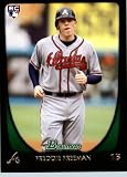 2011 Bowman Baseball Rookie Card # 205 Freddie Freeman RC - Atlanta Braves - MLB Trading Card in a Protective Display Case