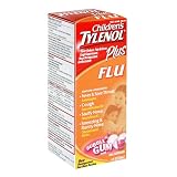 Children's Tylenol Plus Flu, Bubble Gum, Oral Suspension, 4-Ounce Bottle (Pack of 3)