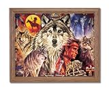 Native American Indian Brave With Wolf Home Decor Wall Picture Oak Framed Art Print
