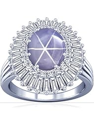 14K White Gold Oval Cut Blue Sapphire Fana Designer Ring
