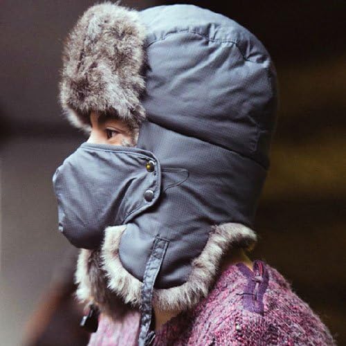 Keeneya® Hunter Trooper Winter Soft Thicken Earmuff Ski Cap with a Fase Mask Full Cover Cap for Camping, Skiing, Snowboarding