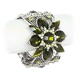Antique Olive Crystal and Beaded Cuff Bangle Bracelet Fashion Jewelry