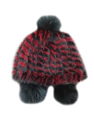 Apparel: SPRINGWINDRING Womans Knitted Mink Fur Fox Fur Pom Poms Thick Hat Caps Valentines