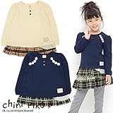 (チニピコ) chini piko ビエラチェック柄切換え長袖チュニック 130 オフホワイト