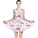 CowCow Colorful Flamingo Bird Pattern Skater Dress, White-L