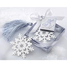  Snowflake inch Bookmark with Silver Finish and Elegant Ice-Blue Tassel - Baby Shower Gifts & Wedding Favors (Set of 12)