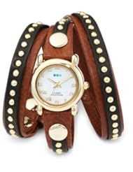 La Mer Collections Womens LMSW3001 Brown Gold Bali Stud Wrap Watch