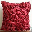 Vintage Rubys - Throw Pillow Covers - Satin Pillow Cover with Satin Ruffles