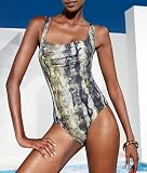 Shape fx All-Over Control Snake Print Square Neck One Piece Swimsuit Plus Size Swimwear