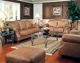 3pcs Savannah Nailhead Style Italian Leather Chair, Loveseat & Sofa Set