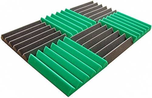 Pro Studio Acoustics - 12"x12"x2" Acoustic Wedge Foam Absorption Soundproofing Tiles - Green/Charcoal - 6 Pack