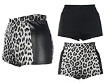 Ladies New High Waisted PVC Shorts Womens Leopard Print & Plain Black Hot Pants