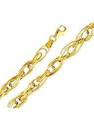 14K Yellow Gold Fancy Bracelet with Lobster Claw Clasp - 7.5" Inches