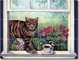 Moka Java by Carolyn Paterson - Coffee Cat Ceramic Tile Mural 18