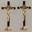 Saint Benedict Crucifix -Silver Plated Silver Corpus - Wall Crucifix - 1 and 1/2" Height - MADE IN ITALY