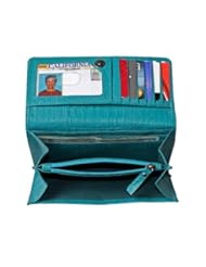 RFID Blocking Womens Croco Embossed Nappa Leather Wallet-Teal by Access Denied