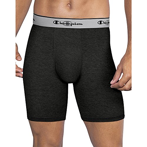 Champion Men's Performance 2 Pack Stretch Long Boxer Brief, Black, X-Large