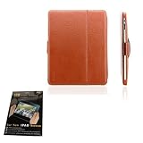 (Brown) Yoobao Book Type FLIP Kickstand Protective Leather Case Cover For Apple iPad with iPad LCD Screen Protector