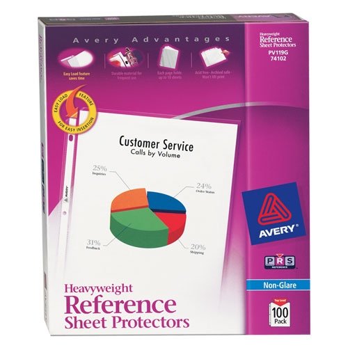 Avery 74131 Top loading non-glare poly sheet protectors, super heavy, 50 per box