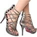 Inferno21 Strappy Caged High Heel PEWTER