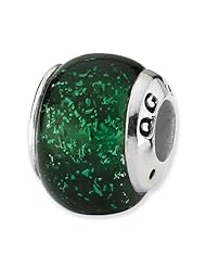 Sterling Silver Reflections Green Dichroic Glass Bead