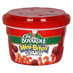 Chef Boyardee ABC & 123 Pasta Shapes with Mini Meatballs in Tomato Sauce, 7.5-Ounce Microwavable Bowls (Pack of 12)