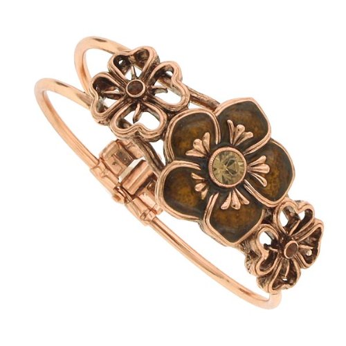 Smoky Brown Plumeria Flower Cuff Bracelet