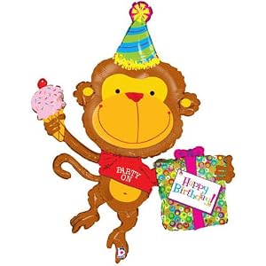 Party on Happy Birthday Monkey 49" Mylar Balloon Large