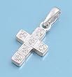 Sterling Silver Pendant - Clear Cubic Zirconia - Cross - 6mm Height