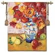 Red and Orange Poppies Tapestry Wallhanging Comes With Wall Hanging Rod and Tassels