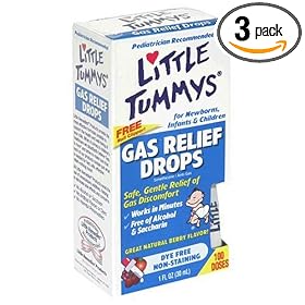 Little Tummys Gas Relief Drops for Newborns, Infants & Children, Berry, 1-Ounce (Pack of 3)
