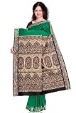 Green Art Indian Silk Sari with designer Pallu