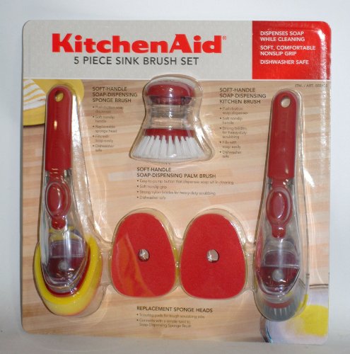 KitchenAid 5PC Sink Brush Set (Red / Red)