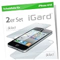 4 x Original iGard� iPhone 4 / 4S Crystal Clear Klar Hochtransparent Schutzfolie 2 x Vorderseite + 2 x R�ckseite Displayschutzfolien TOP Marken Qualit�t Unsichtbar Invisible Shield