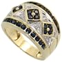 14k Gold Stone Band, w/ 1.50 Total Carat Brilliant Cut Diamonds & Blue Sapphire Stones, 9/16 in. (14mm) wide
