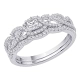 14K White Gold 1/2 ct. Diamond Bridal Engagement Set with Princess Cut Center Diamond (G-H Color, SI2-I1 Clarity)