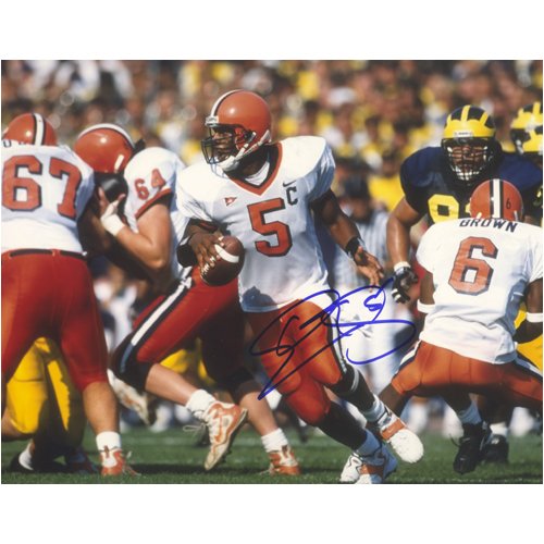Donovan McNabb Autographed Rolling Right vs Michigan 8x10 Photograph