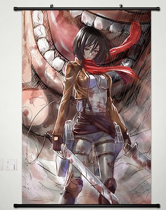 Home Decor Anime Attack on Titan Shingeki no Kyojin Cosplay Wall Scroll Poster Fabric Painting Mikasa Ackerman 23.6 X 35.4 Inches-128