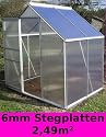 ALU Gew&auml;chshaus 2,49m&sup2; mit 6mm Hohlkammerstegplatten