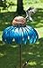 Desert Steel Blueberry Coneflower Standing Bird Feeder - (Blue - 14”W x 36”H) - Outside Garden Art Metal Birdfeeder with Stand