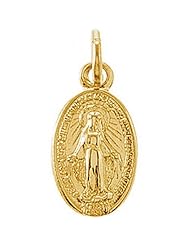 14k Yellow Gold Miraculous Medal Pendant - 6 X 9mm